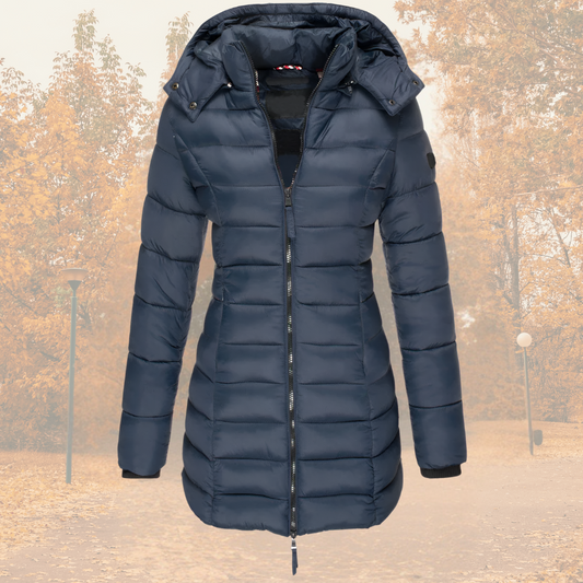 Drawstring Hooded Quilted Coat