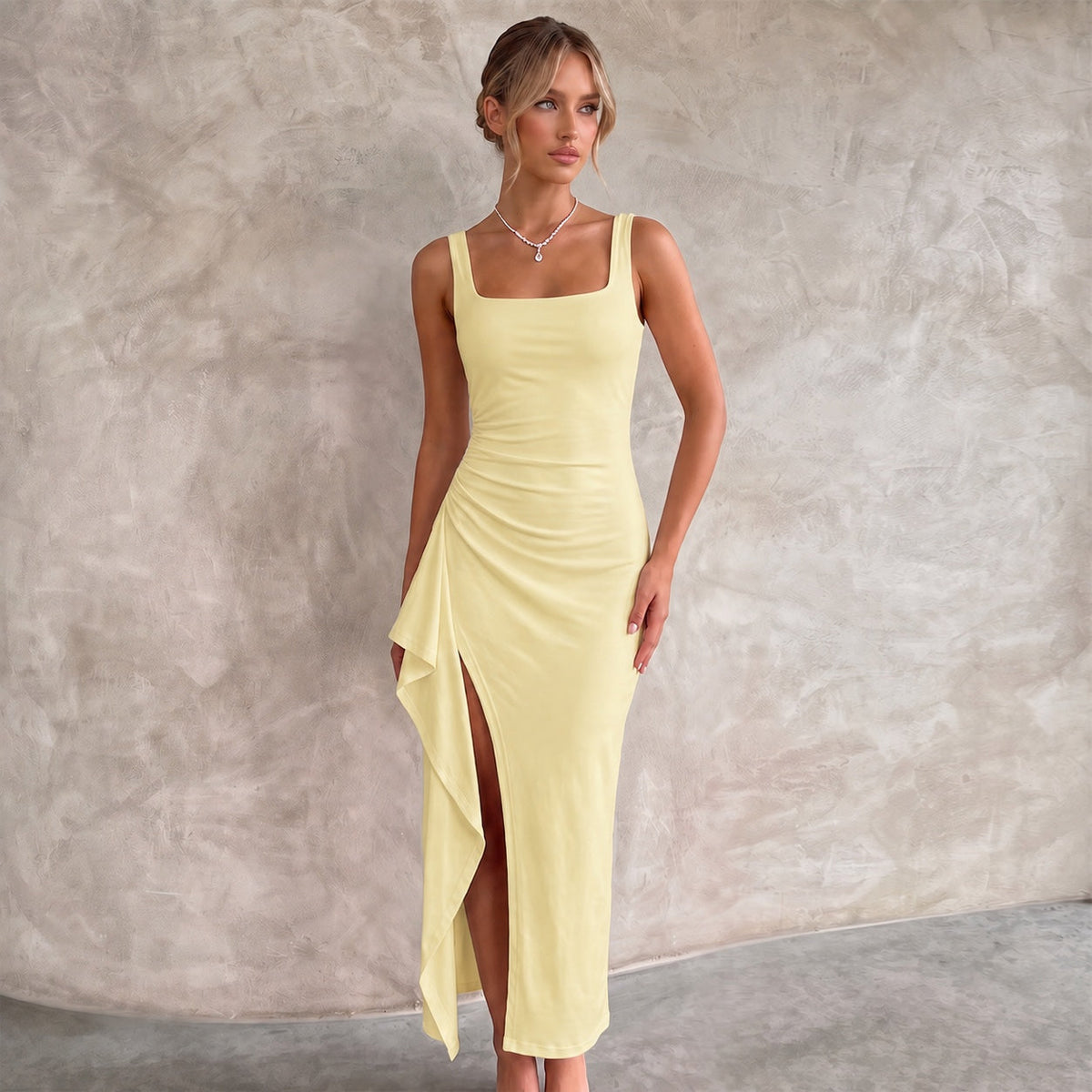 Maxi Dresses Bodycon Open Back with Side Leg Split 27