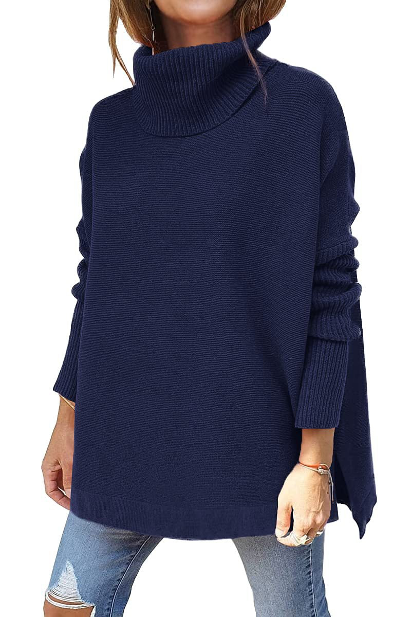 Turtleneck Side-Slit Jumper