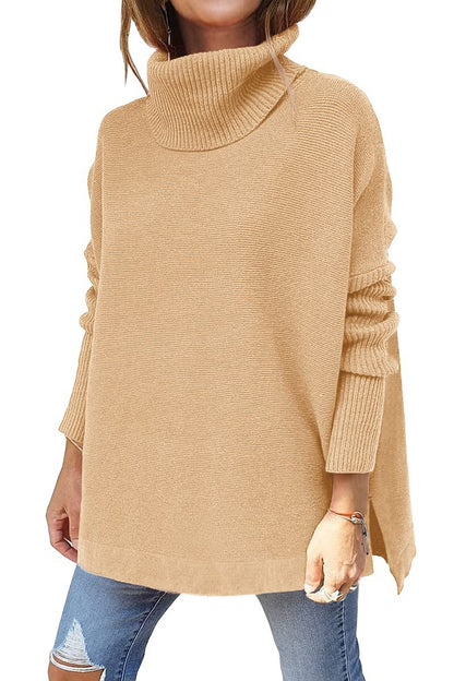 Turtleneck Side-Slit Jumper