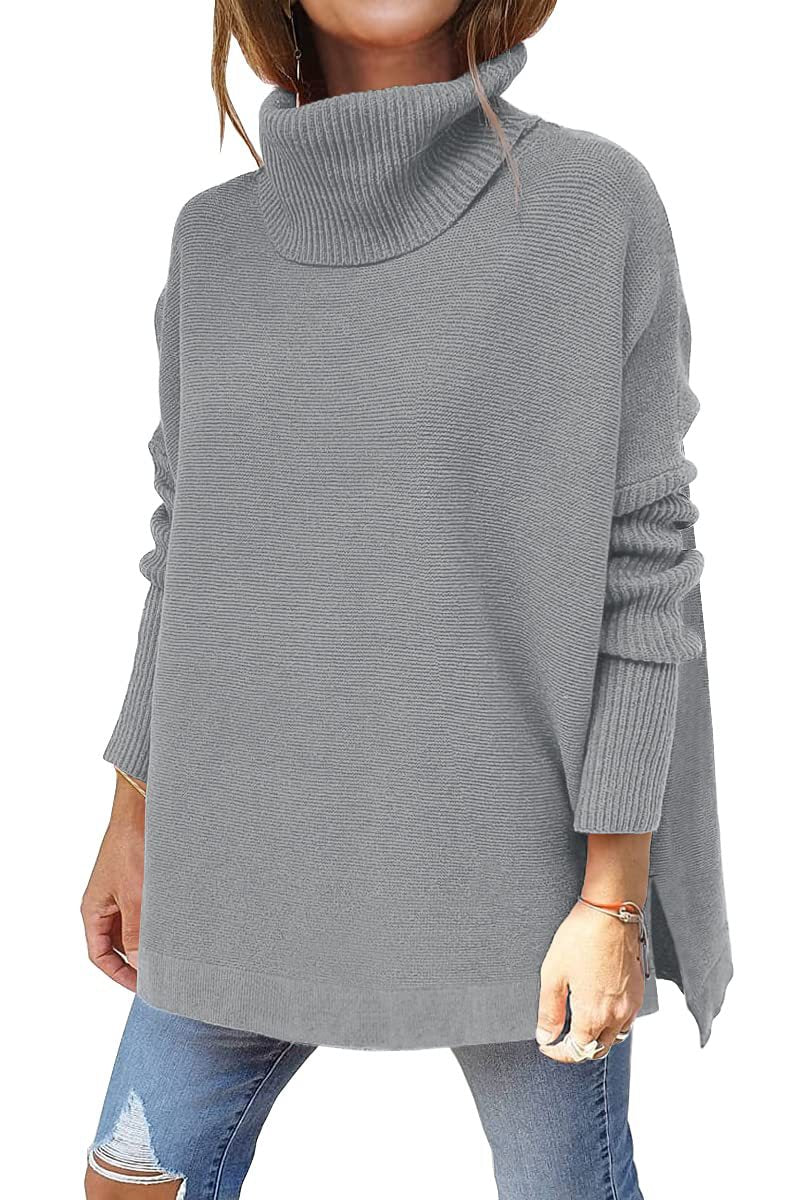 Turtleneck Side-Slit Jumper