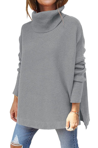 Turtleneck Side-Slit Jumper