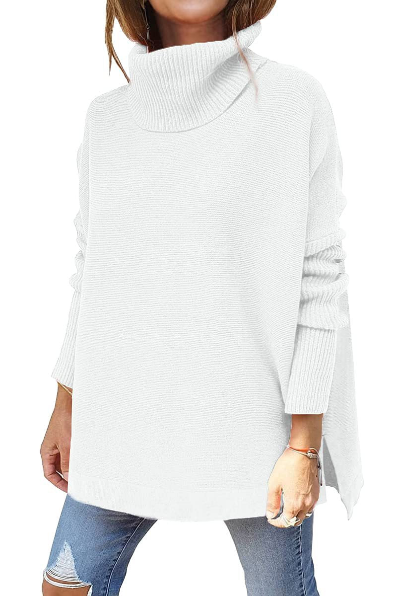 Turtleneck Side-Slit Jumper