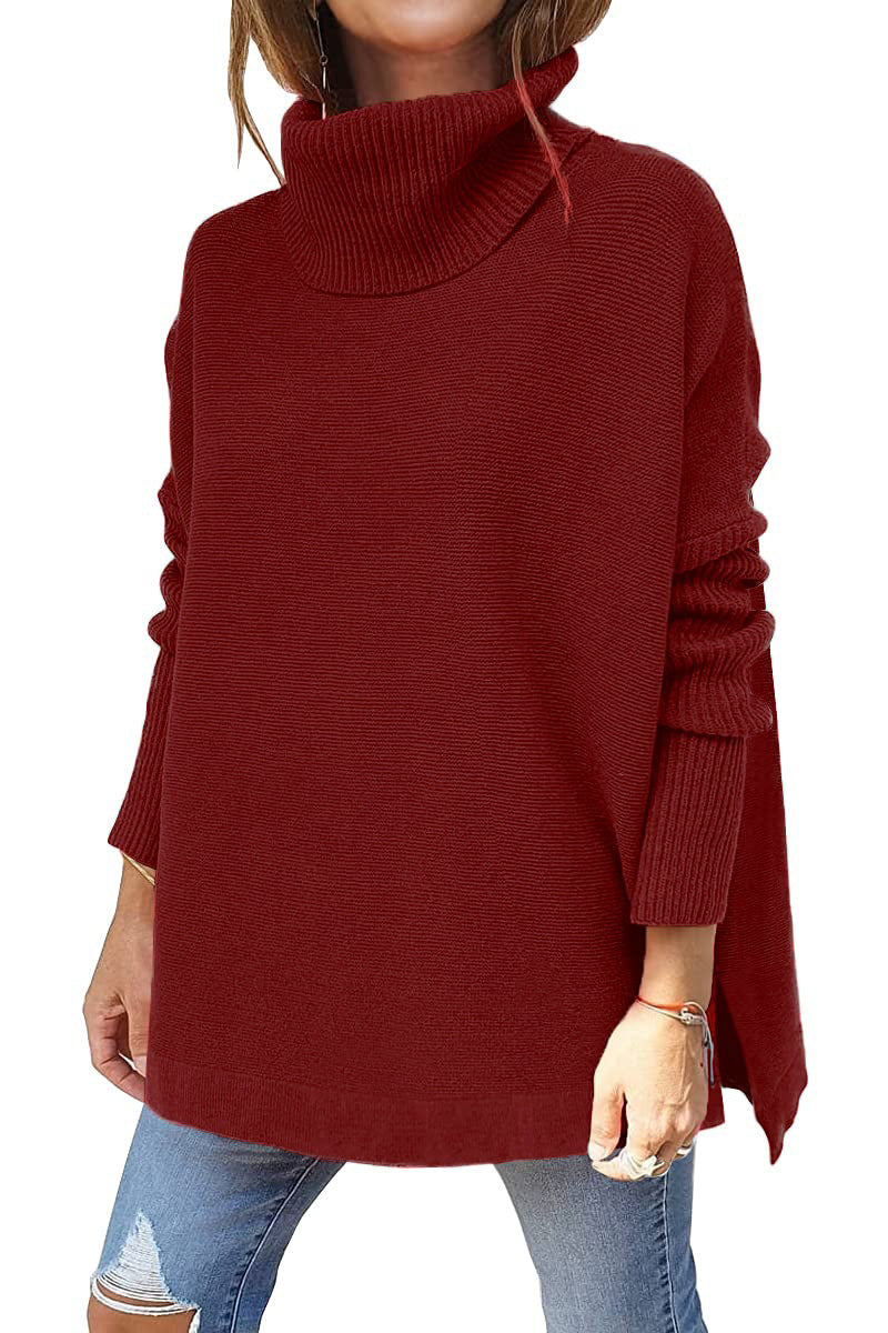 Turtleneck Side-Slit Jumper