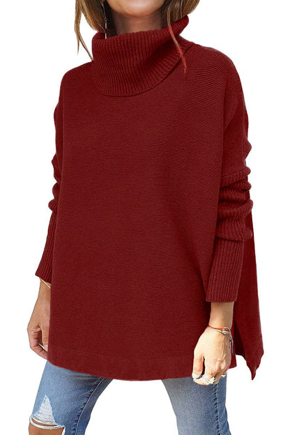 Turtleneck Side-Slit Jumper