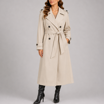 Classic Longline Trench Coat with Structured Lapels 1