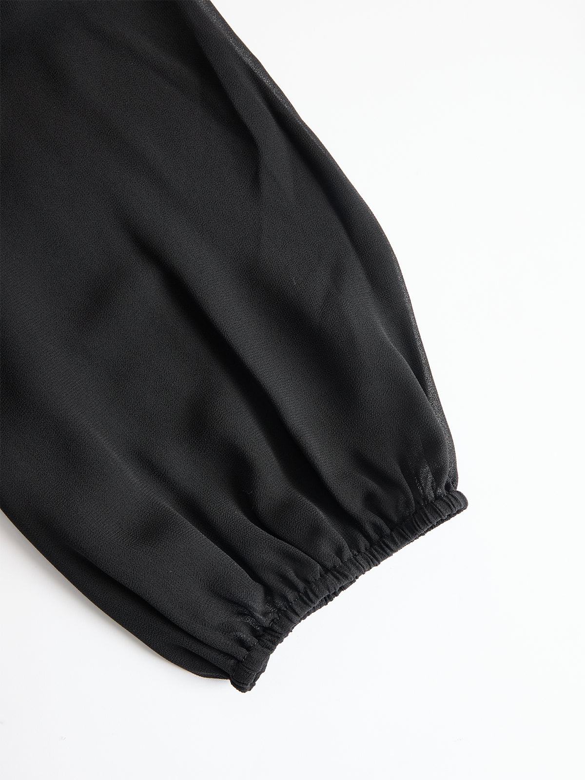 Wide Leg Jumpsuit with Sheer Puff Sleeves — Floor Length 5