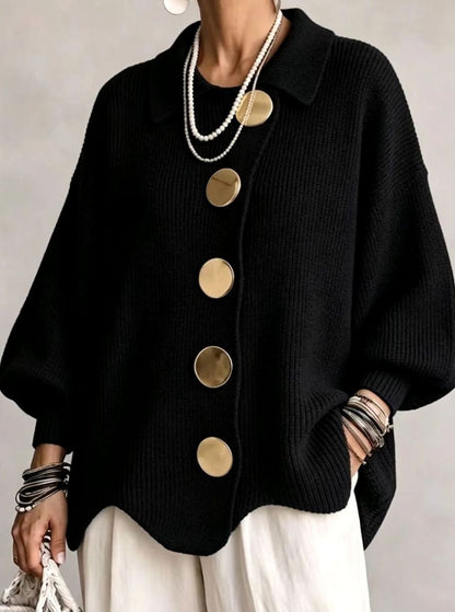 Women's Oversized Knit Cardigan with Gold Buttons 3
