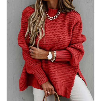 Womens Oversized Chunky Knit Jumper with Side Split 1