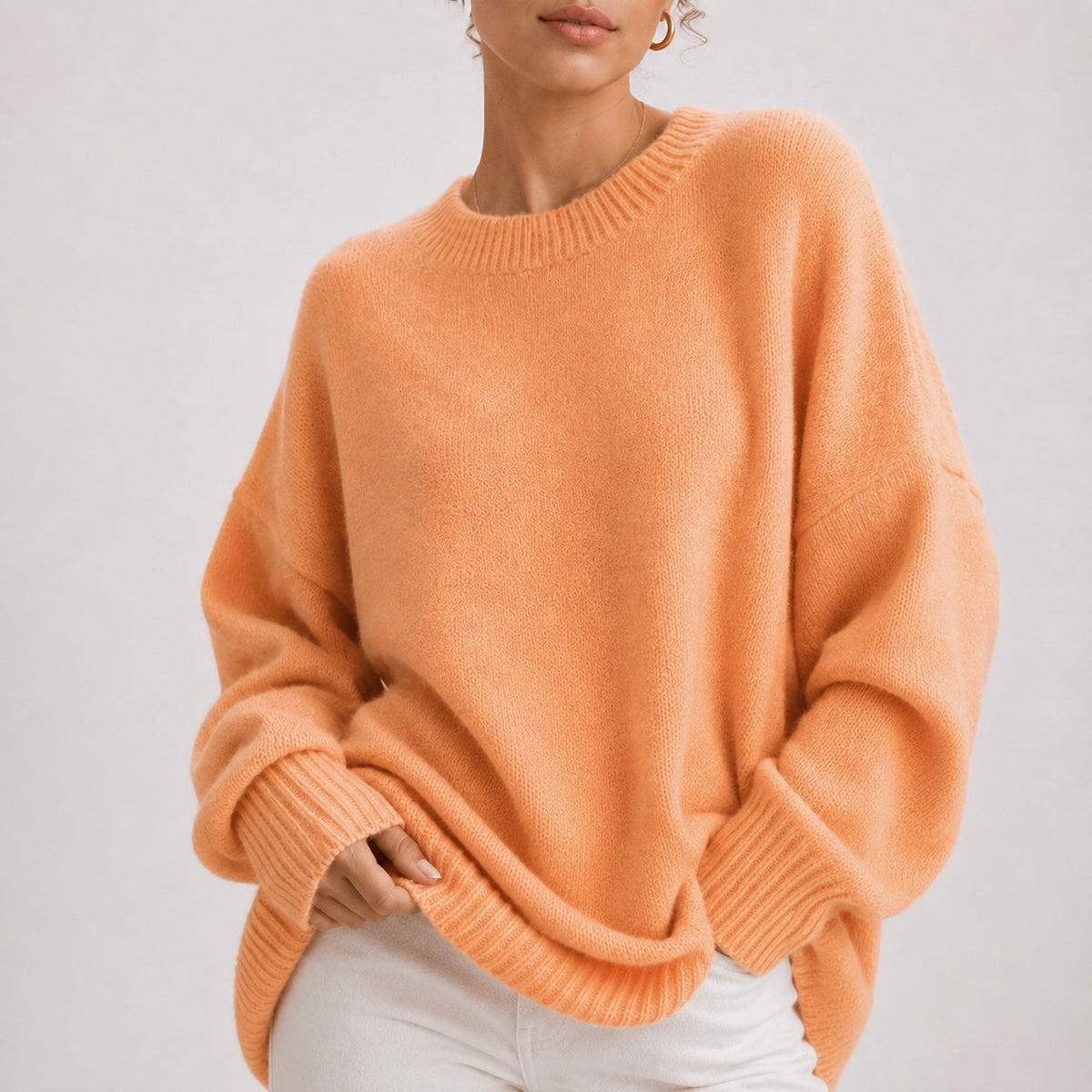 Womens Oversized Knit Jumper with Ribbed Detail 5