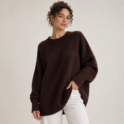 Womens Oversized Knit Jumper with Ribbed Detail 1