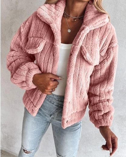 Womens Oversized Sherpa Jacket with Notch Collar 2