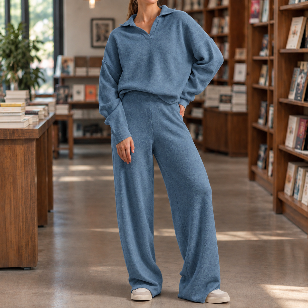Womens Wide-Leg Trouser & Polo Top Co-ord Set 5